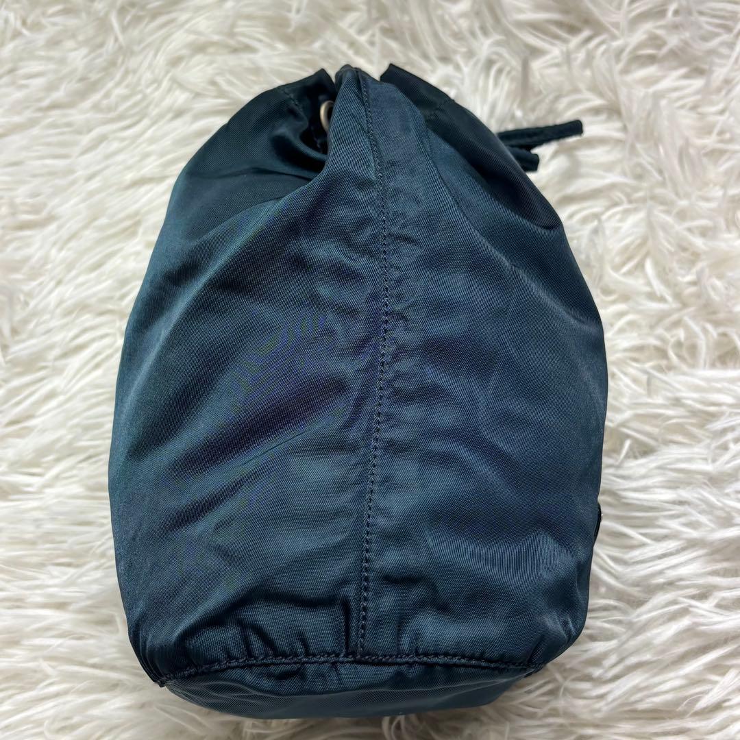 PRADA プラダ 巾着 ポーチ テスートナイロン ネイビー三角ロゴプレート