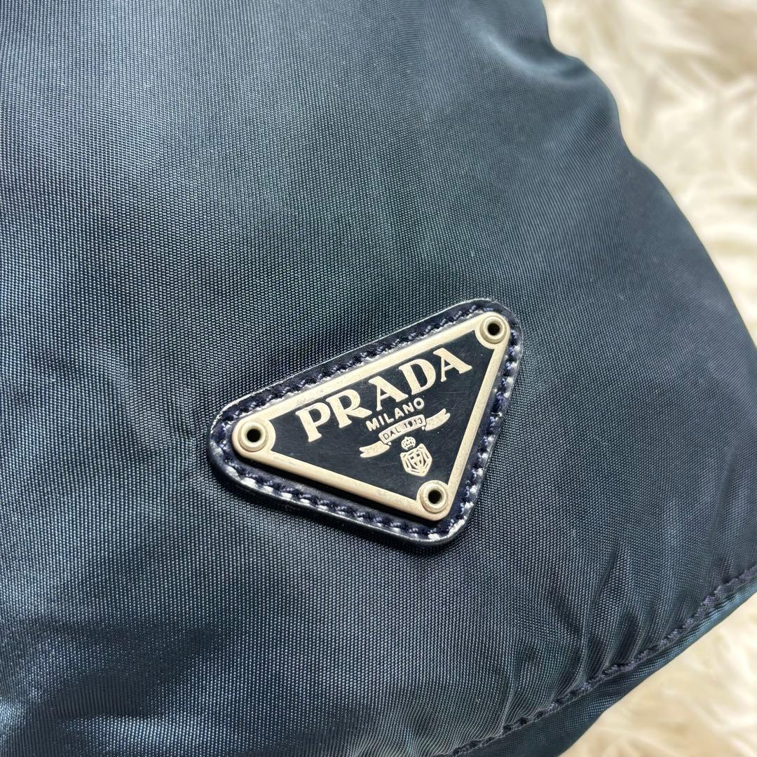 PRADA プラダ 巾着 ポーチ テスートナイロン ネイビー三角ロゴプレート