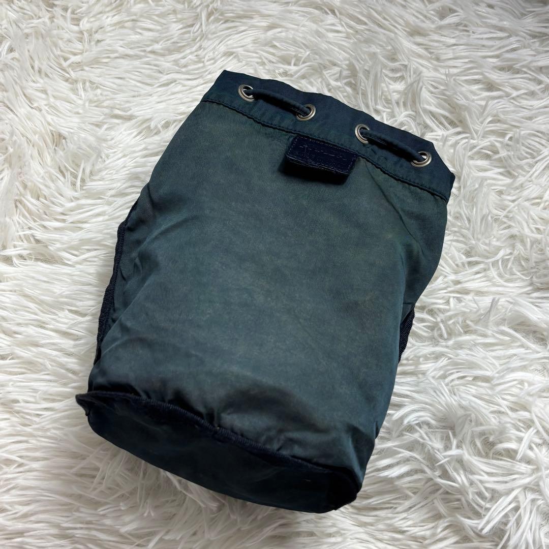 PRADA プラダ 巾着 ポーチ テスートナイロン ネイビー三角ロゴプレート