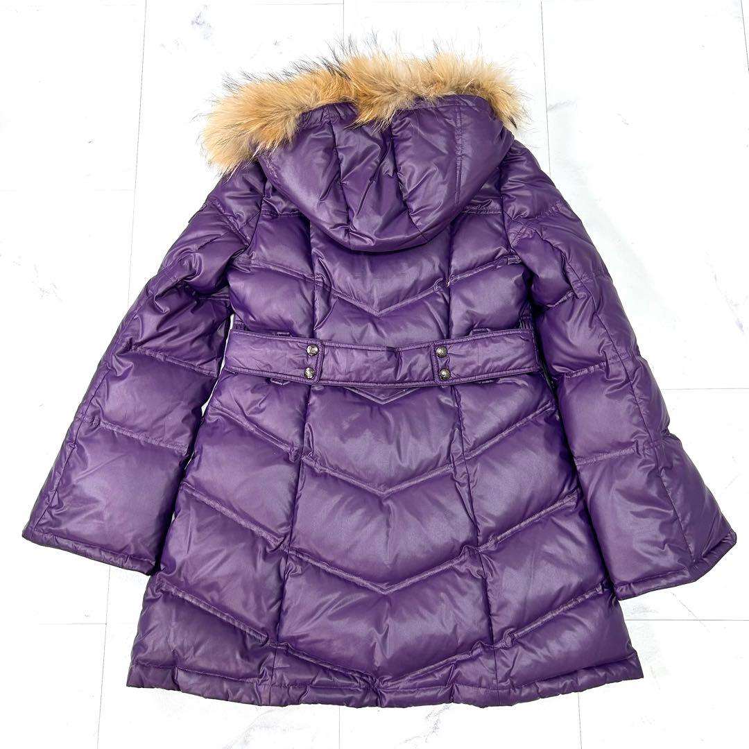 バーバリーブルーレーベル ノバチェック ロングダウンコート レディース パープル