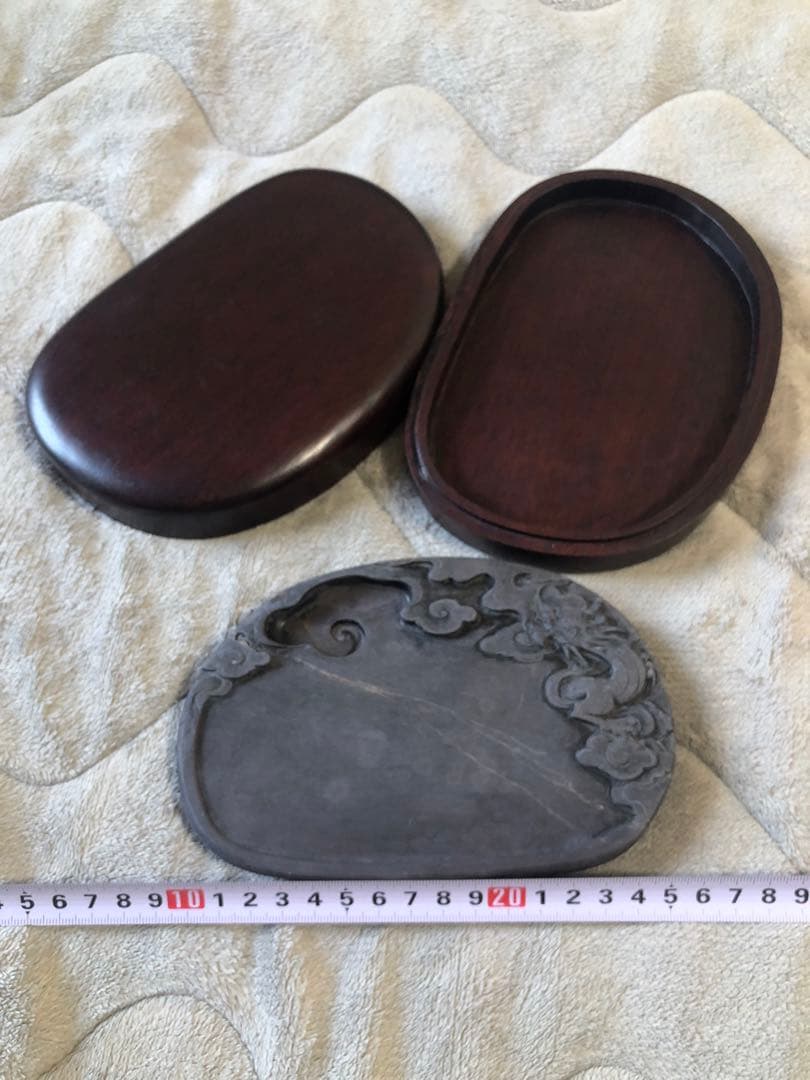 硯 老坑 蕉白 金綫 雲龍文 書道具硯　すずり 端溪硯 水岩 文房四寶 端渓硯