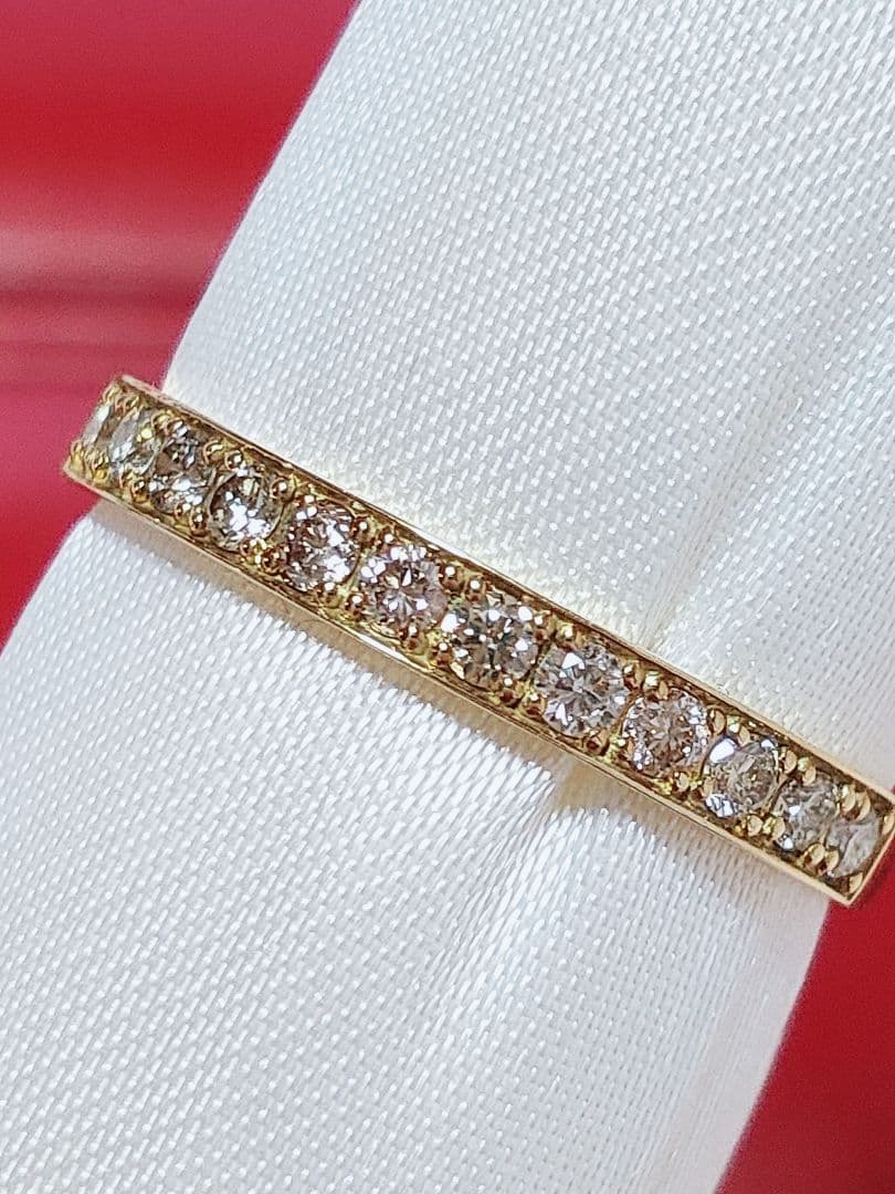 新入荷 未使用 k18YG ダイヤモンド0.30ct ハーフエタニティリング