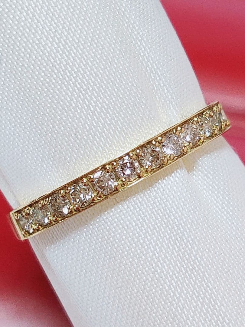新入荷 未使用 k18YG ダイヤモンド0.30ct ハーフエタニティリング
