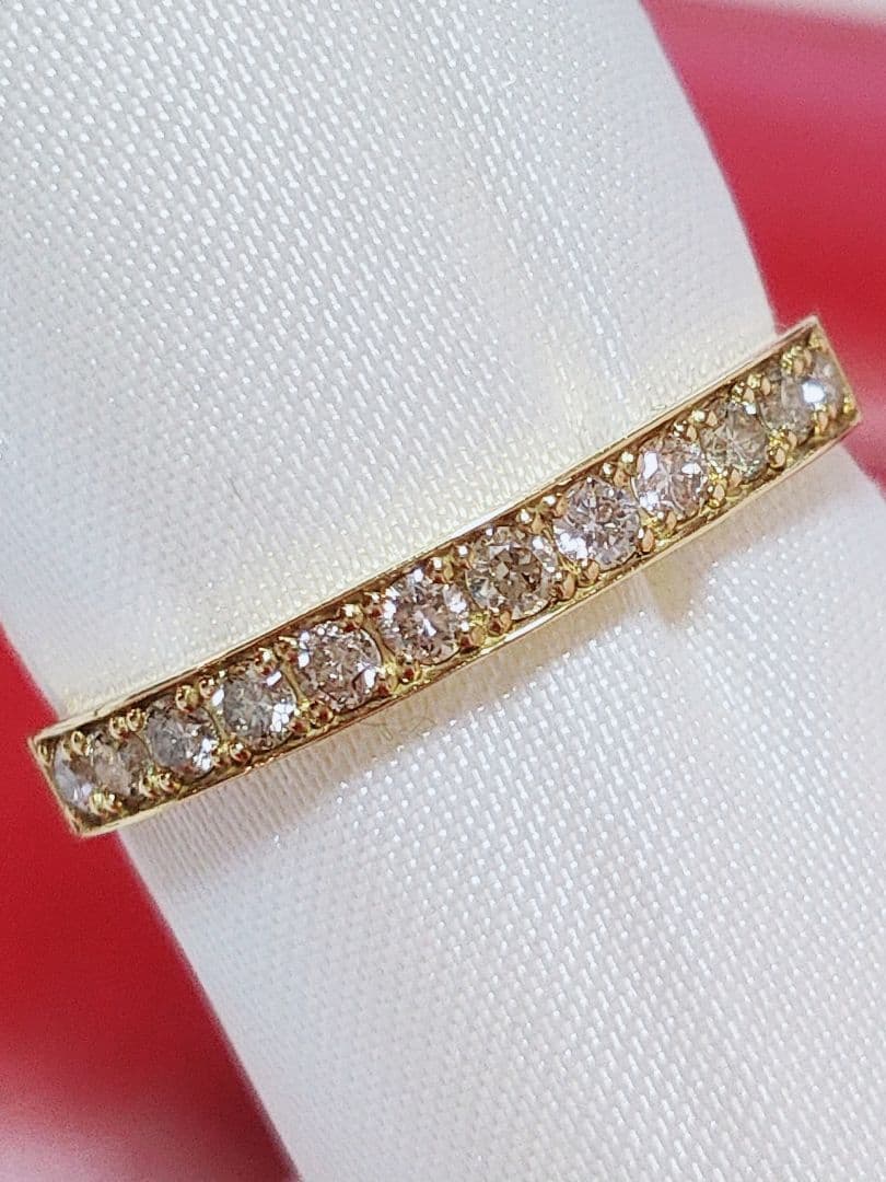 新入荷 未使用 k18YG ダイヤモンド0.30ct ハーフエタニティリング
