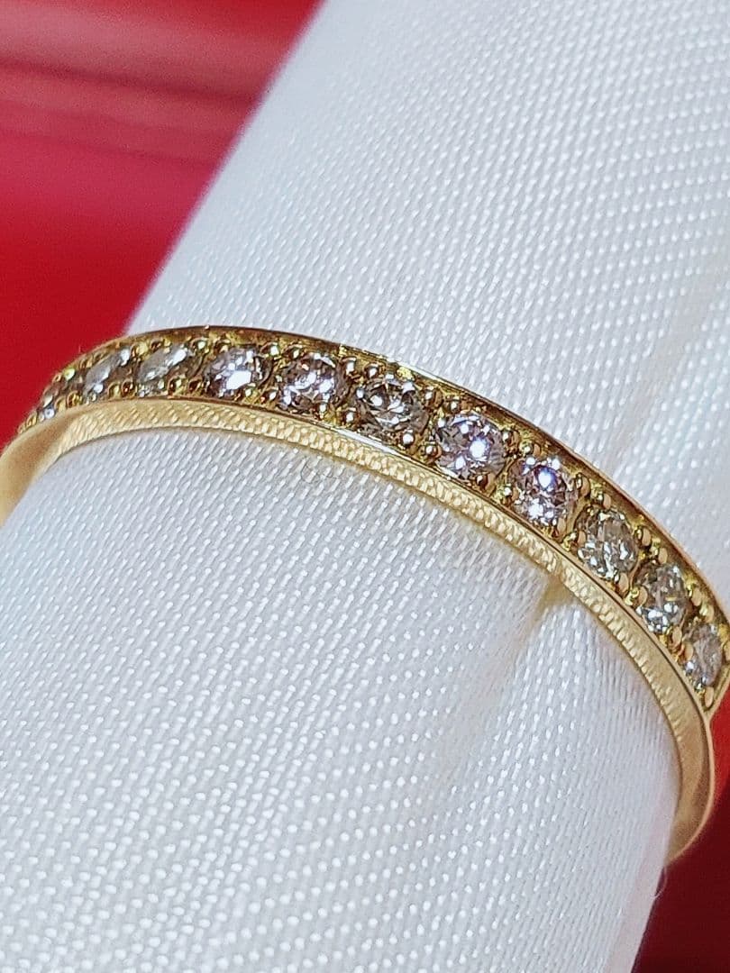 新入荷 未使用 k18YG ダイヤモンド0.30ct ハーフエタニティリング