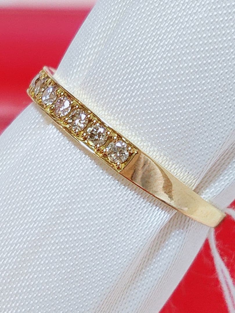 新入荷 未使用 k18YG ダイヤモンド0.30ct ハーフエタニティリング