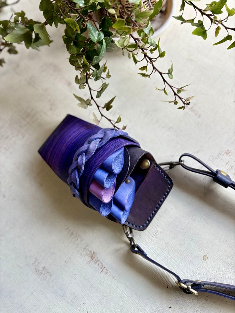 手染めブルーパープルのシザーケース
