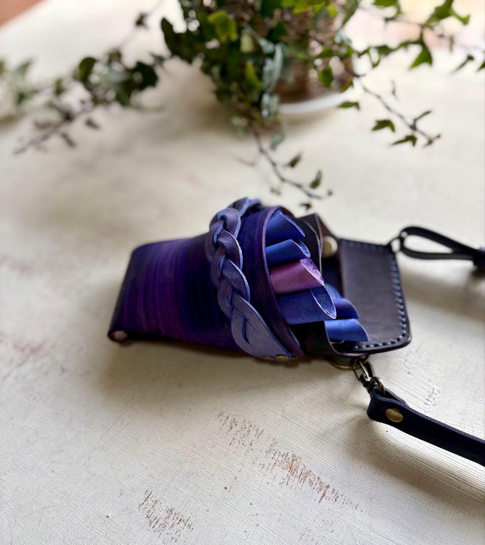 手染めブルーパープルのシザーケース