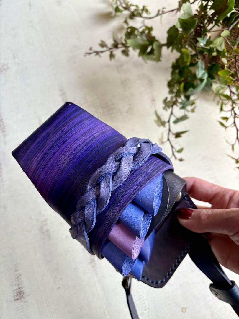 手染めブルーパープルのシザーケース