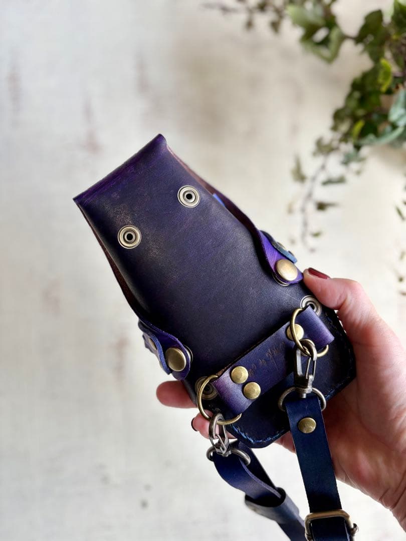 手染めブルーパープルのシザーケース