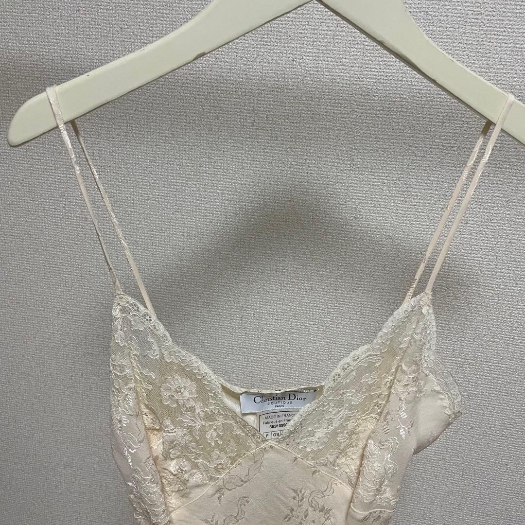 Christian Dior シルクレースキャミソール アイボリー 36