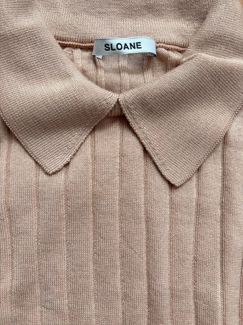 SLOANE 18Gワイドリブ メリノウール×シルク 襟付きプルオーバー