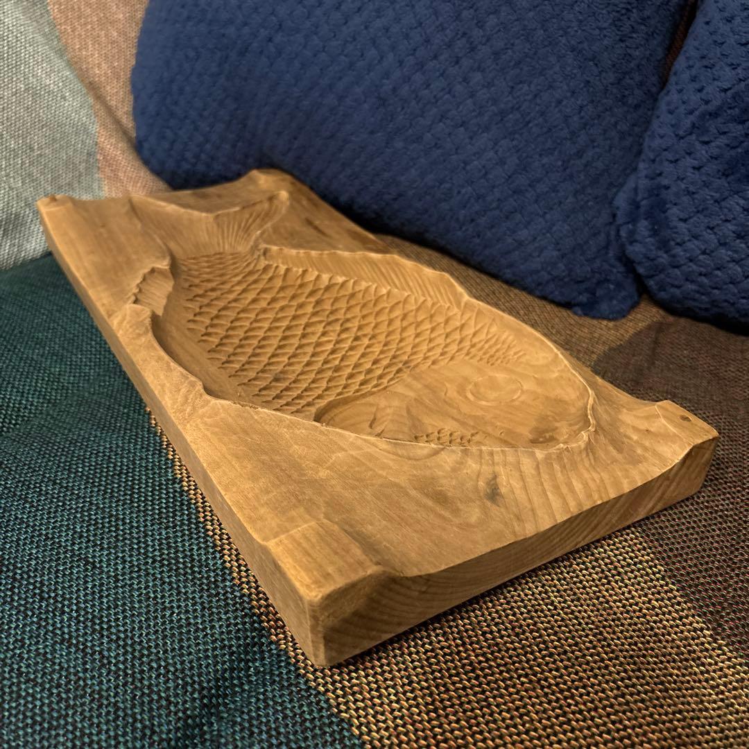 大型鯛菓子型2点　菓子型　木製　古道具　和菓子　アンティーク縁起物タイ魚古民具