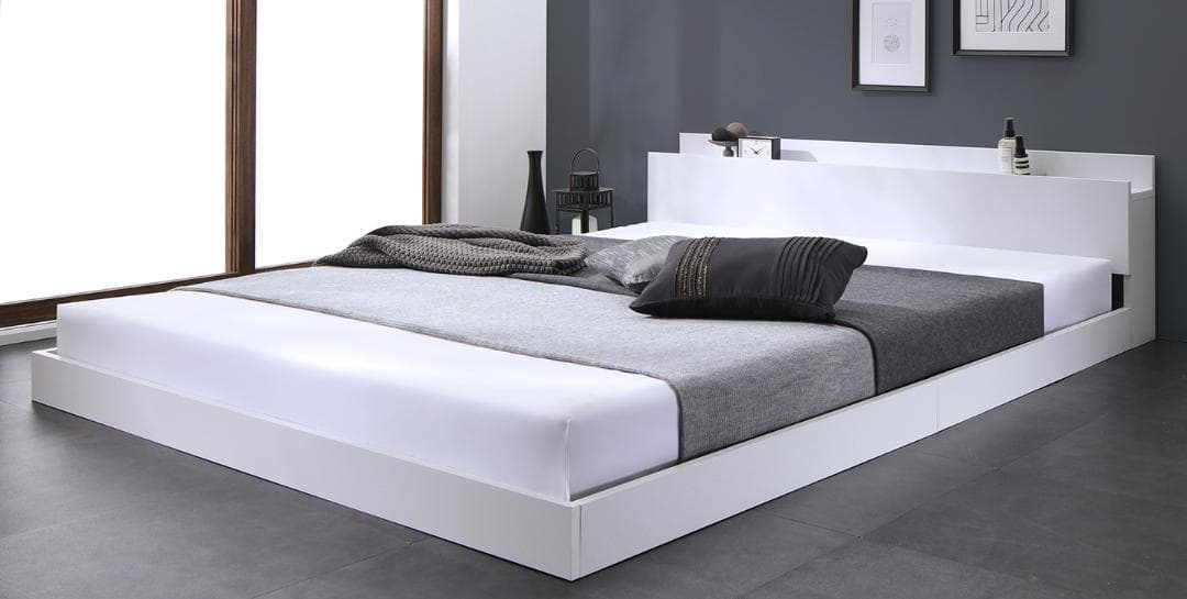 【なーなー】セミダブルベッド マットレス付 棚 コンセント付 ブラック