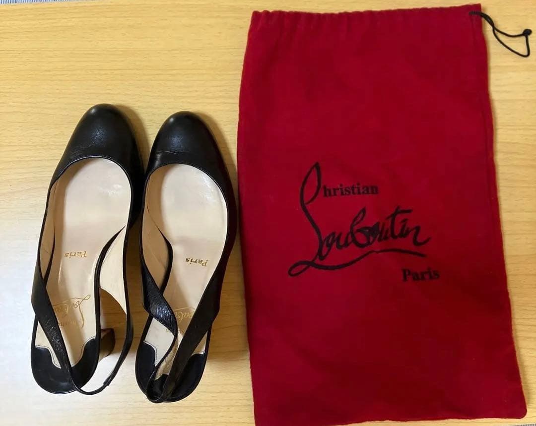 【希少】クリスチャンルブタン　チャンキーヒール　スリングバック　38