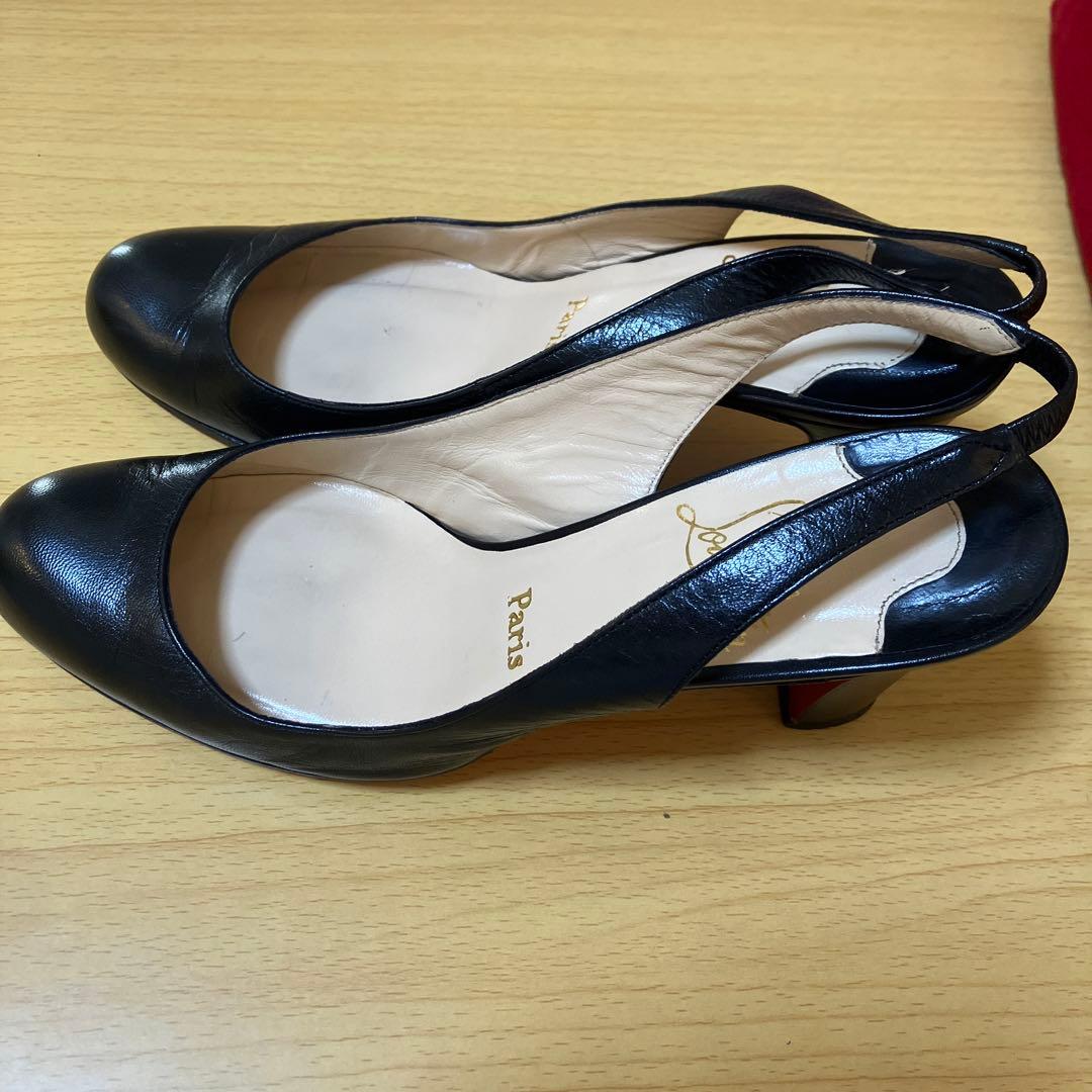 【希少】クリスチャンルブタン　チャンキーヒール　スリングバック　38