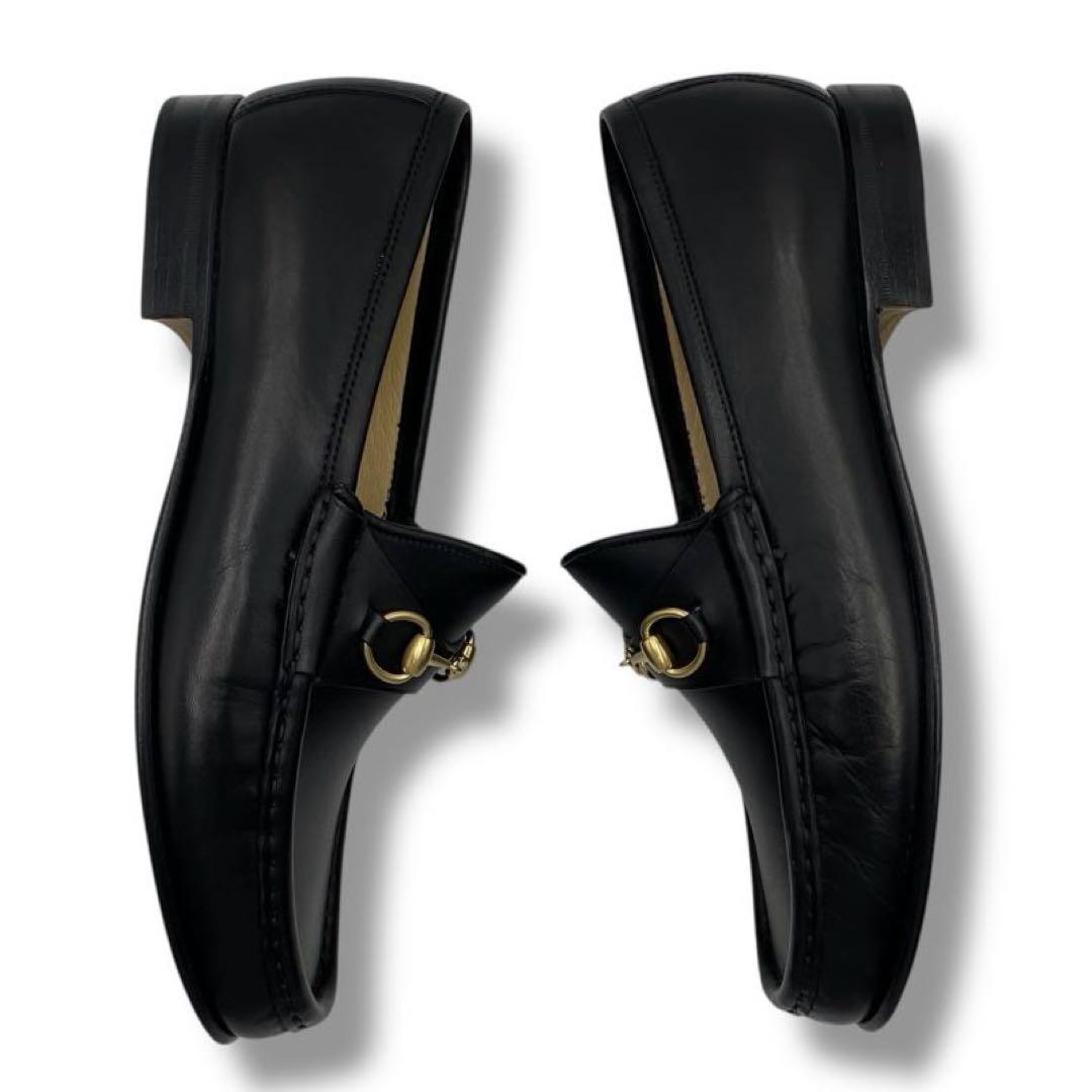美品 GUCCI グッチ ホースビット レザー ローファー 革靴 ブラック 黒