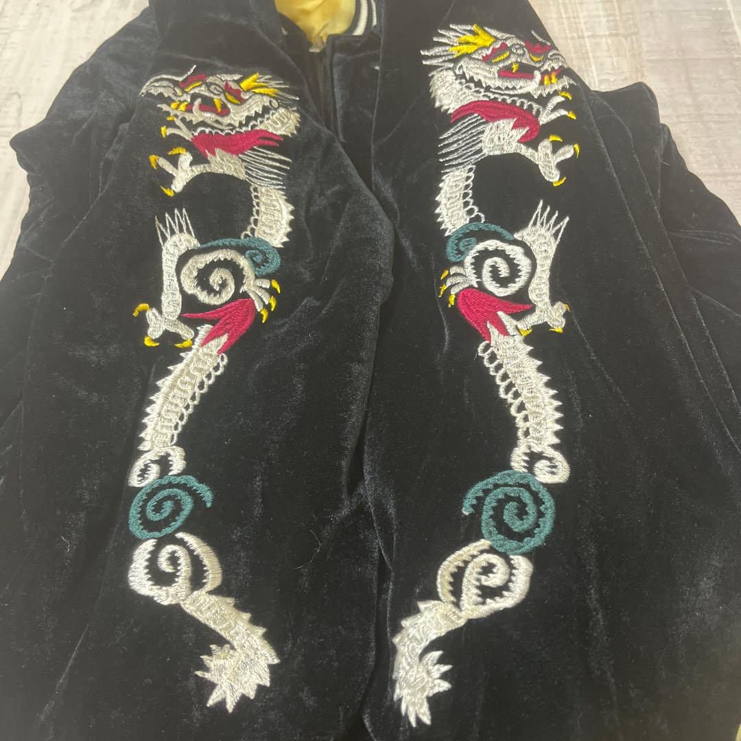 r*a様 【両面総刺繍】リバーシブル ベルベット スカジャン 鷲 龍 日本地図