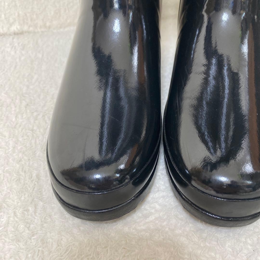 新品未使用　ハンター　エナメルキルティングレインブーツ　ゴールド金具　23cm