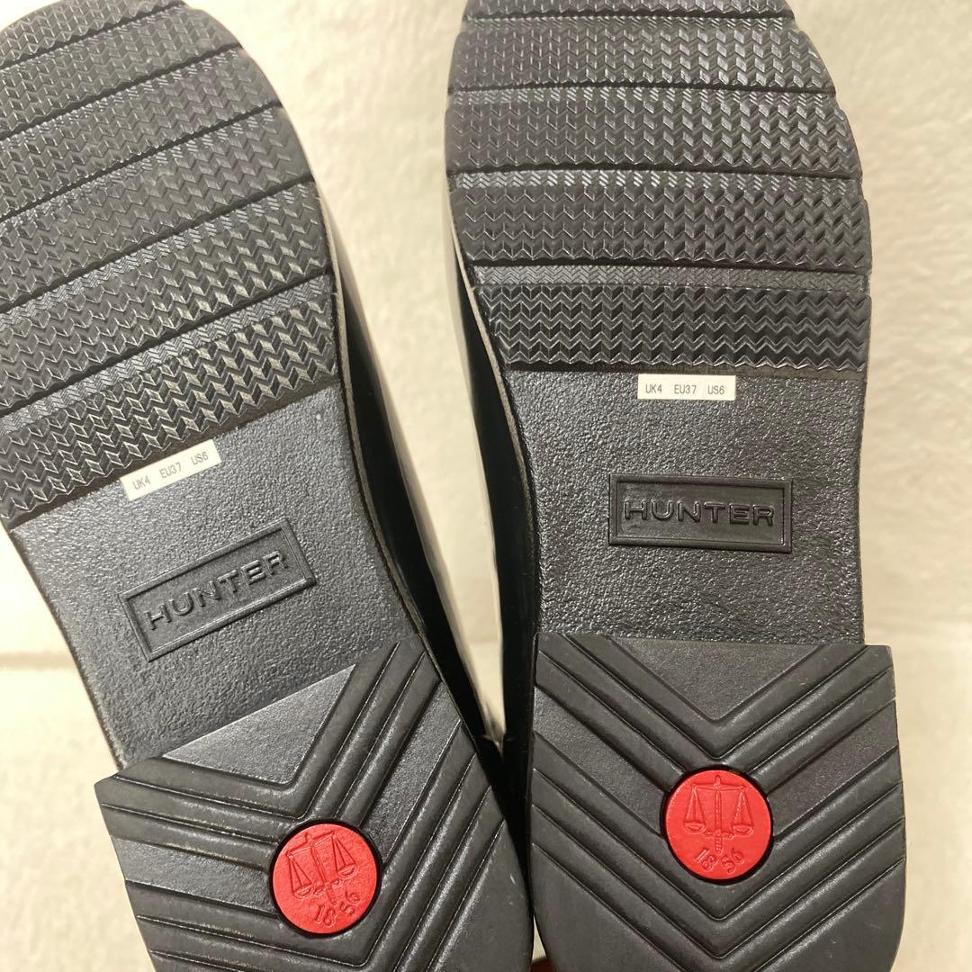 新品未使用　ハンター　エナメルキルティングレインブーツ　ゴールド金具　23cm