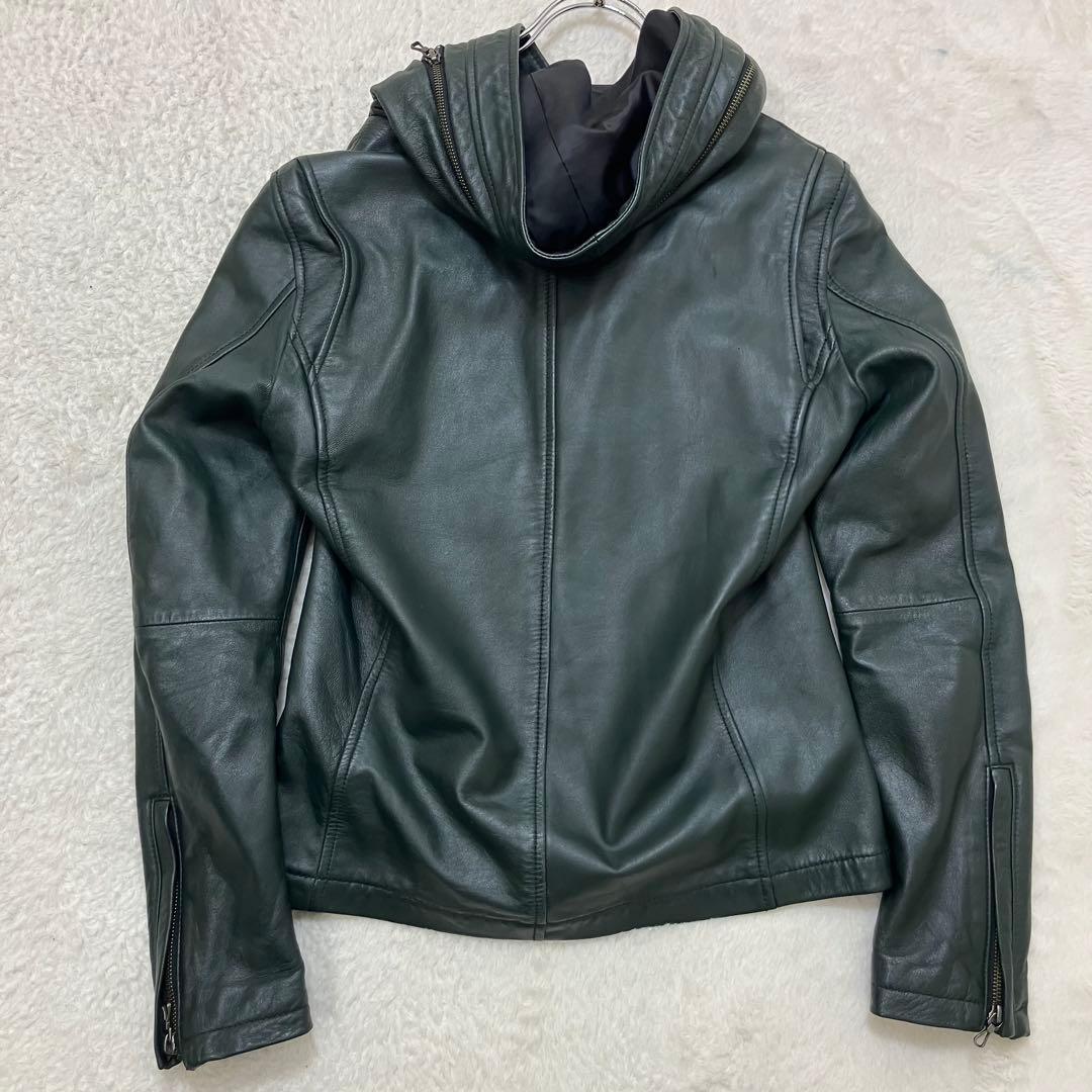 美品✨KATHARINE HAMNETT フーデッドレザージャケット 羊革