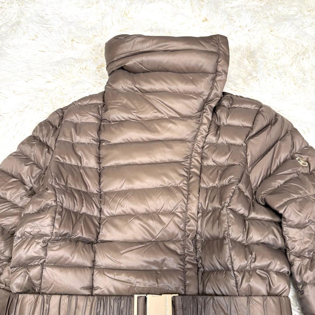 マイケルコース ビッグカラー ダウンコート ロング丈 ベルト付き モカブラウン