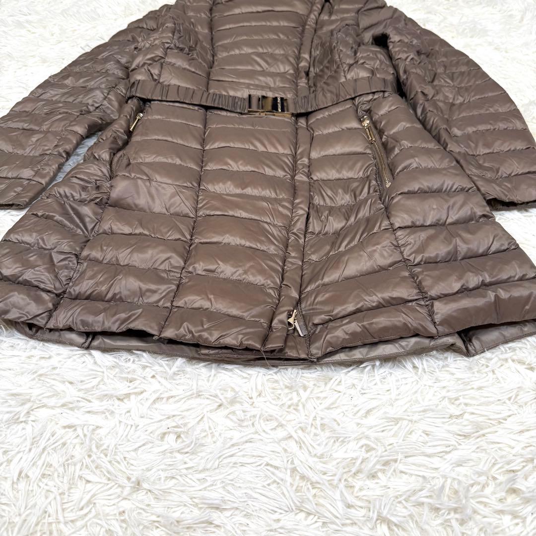 マイケルコース ビッグカラー ダウンコート ロング丈 ベルト付き モカブラウン