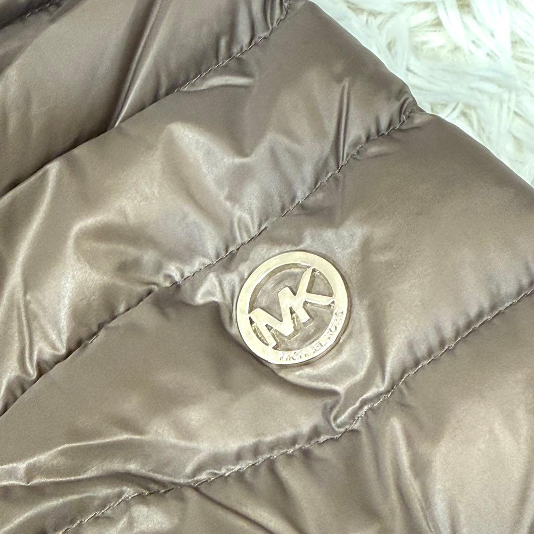 マイケルコース ビッグカラー ダウンコート ロング丈 ベルト付き モカブラウン