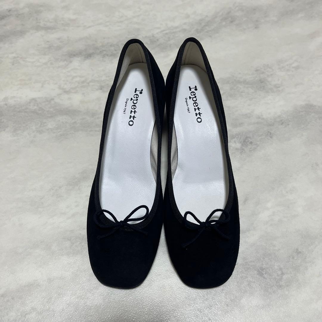 美品♡repetto パナム PANAM スクエアトゥチャンキーヒールパンプス