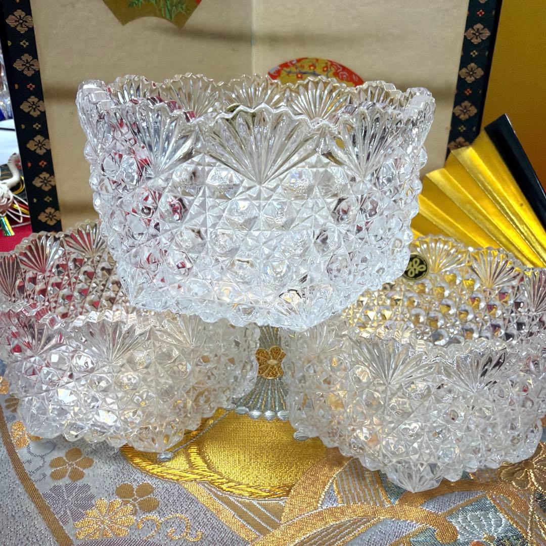 春　赤絵金彩小鉢　HOYAクリスタル亀甲つなぎ紋　No.5-3