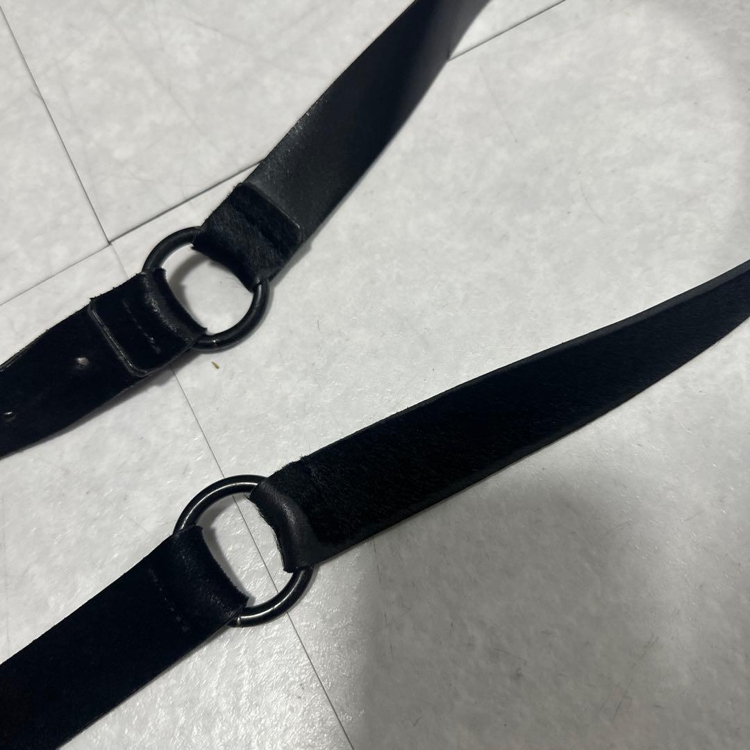 ann demeulemeester黒 ハラコベルト リング付き