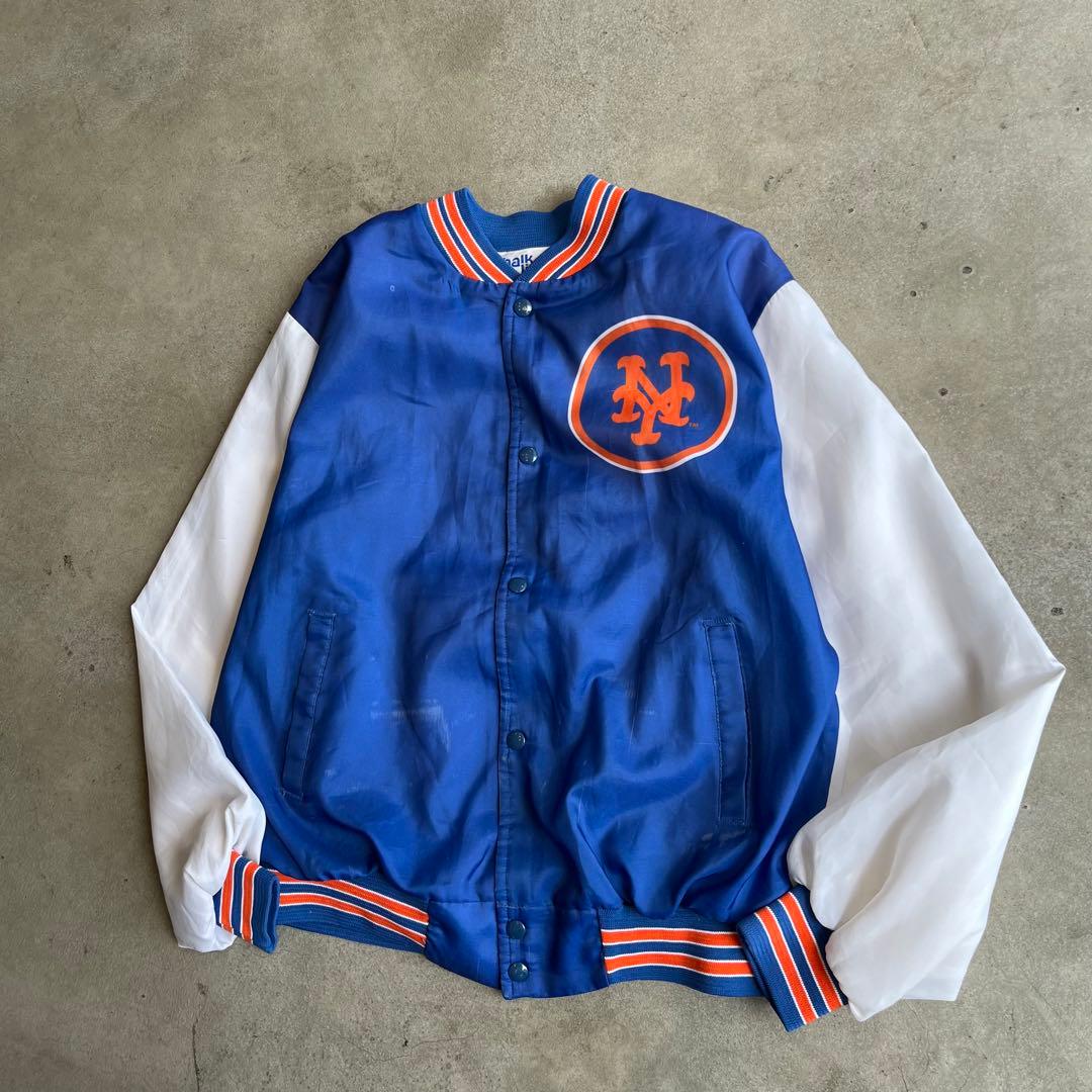 90s chalk line Mets USA製 ナイロンスタジャン L