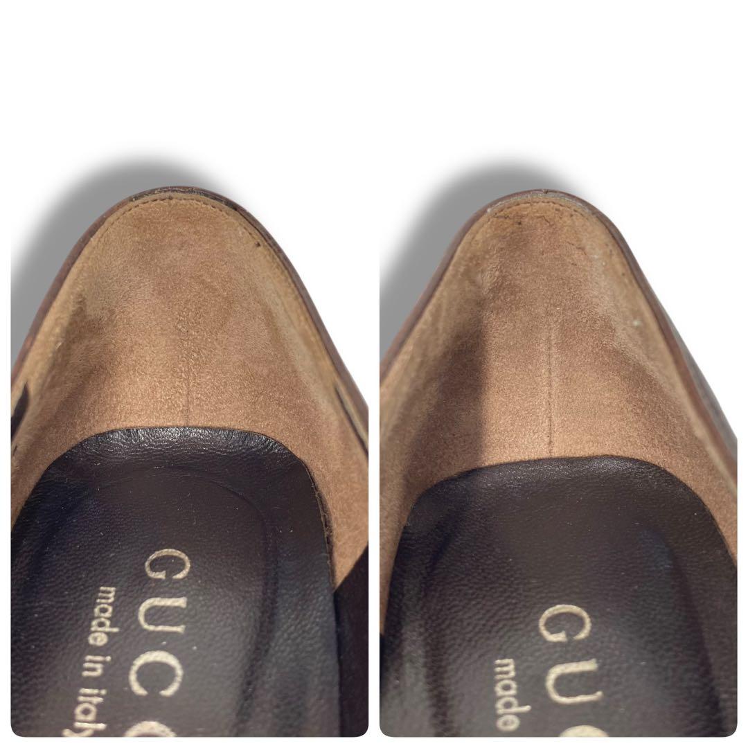 美品 GUCCI グッチ ホースビット ヒール パンプス レザー チャンキー