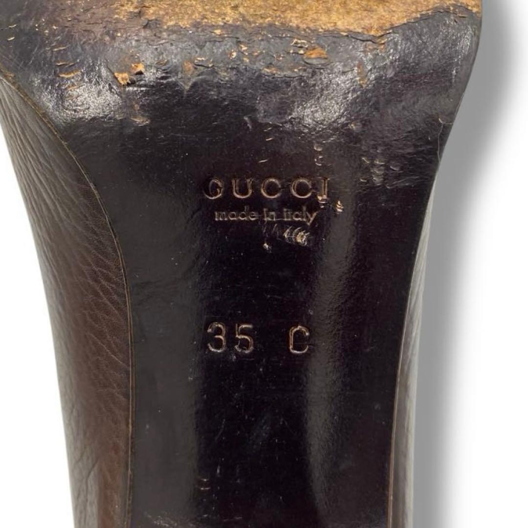 美品 GUCCI グッチ ホースビット ヒール パンプス レザー チャンキー