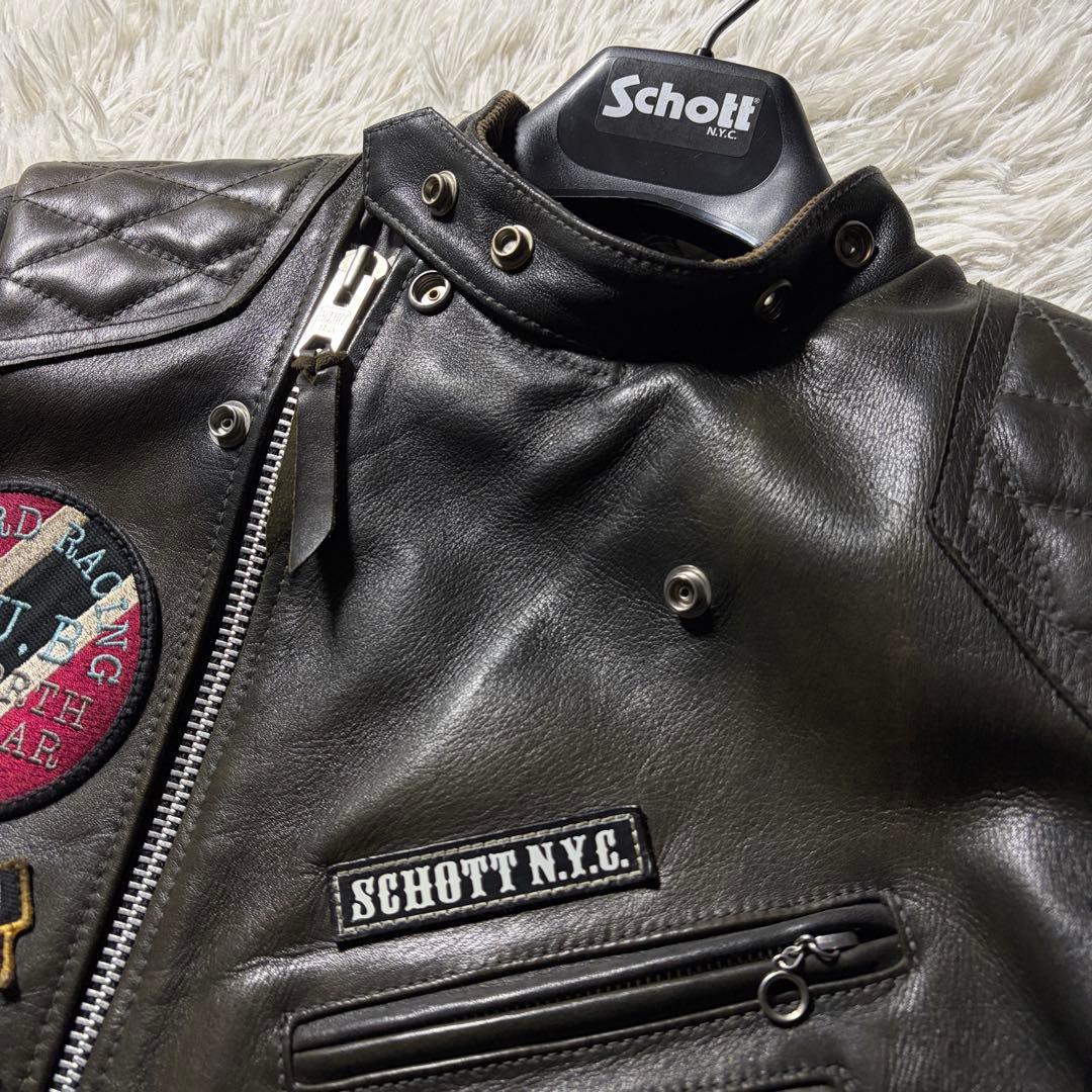 m*h様 【雰囲気抜群】schott ライダースジャケット　ダブル　本革　ワッペ