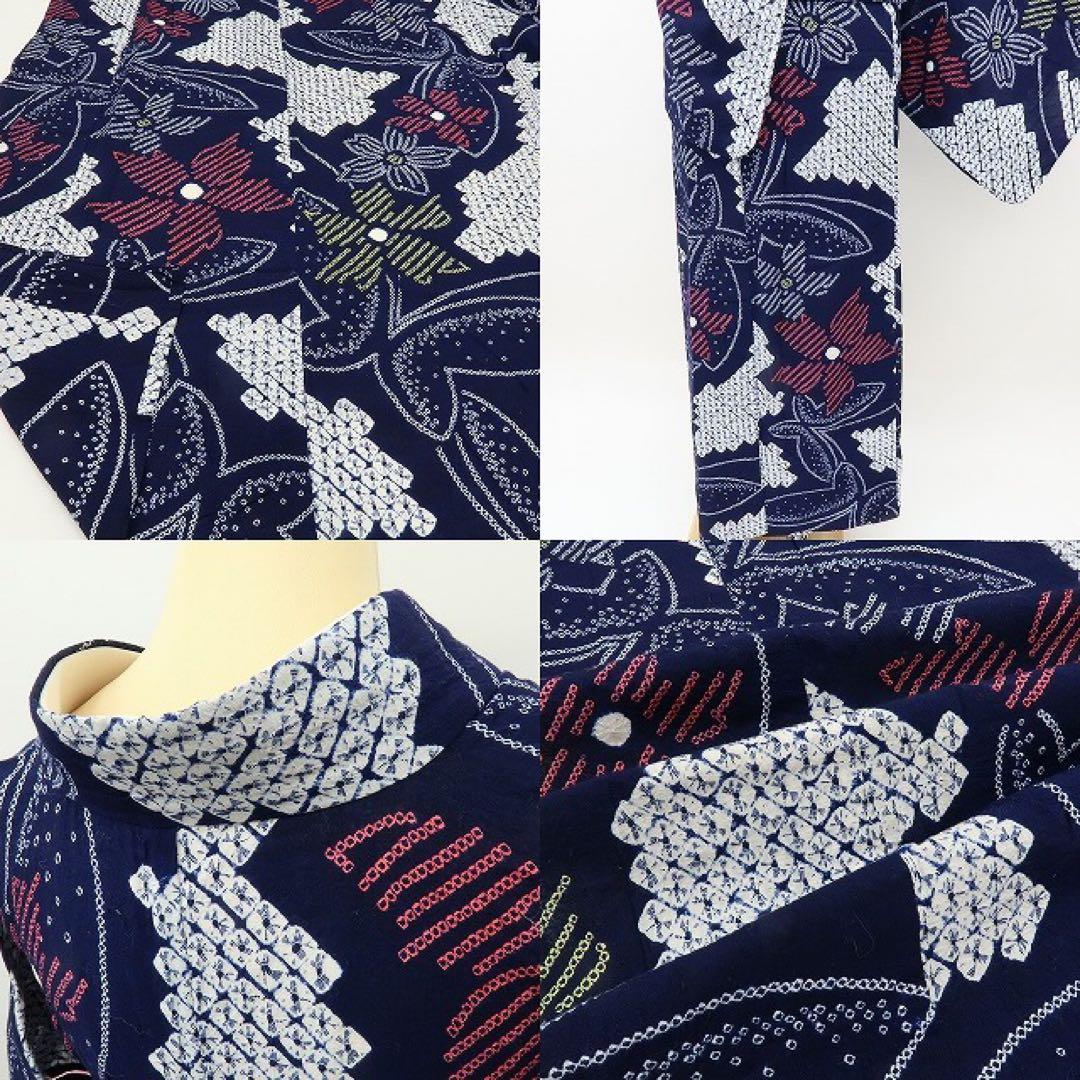 美品 有松鳴海絞り 蝶 高級浴衣 着物 綿 A3150