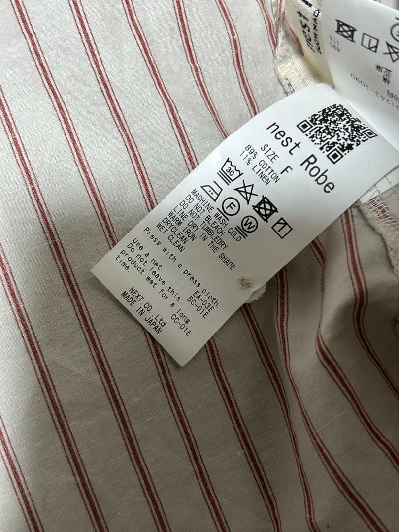 24AW ネストローブ コットンリネンストライプリボンドシャツ期間限定お値下げ