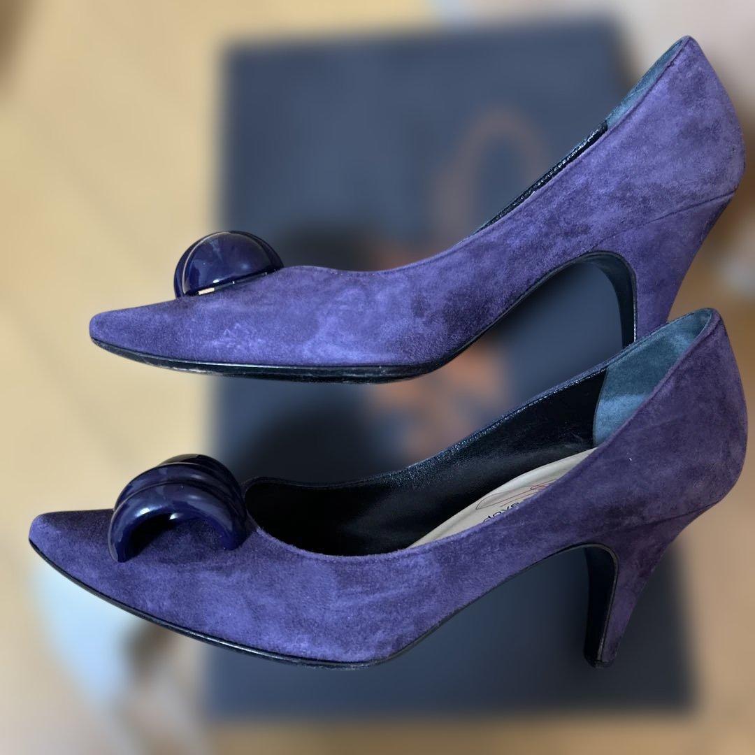 紫色 スエード ハイヒール 35