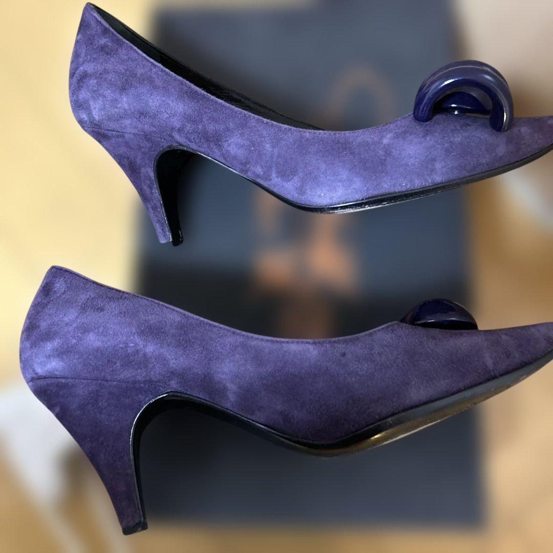 紫色 スエード ハイヒール 35