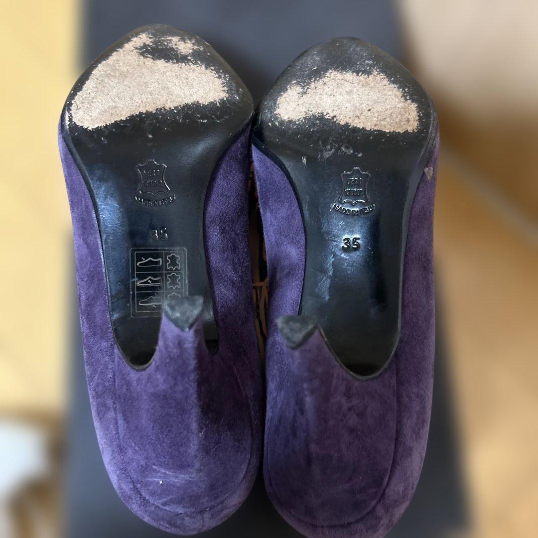 紫色 スエード ハイヒール 35