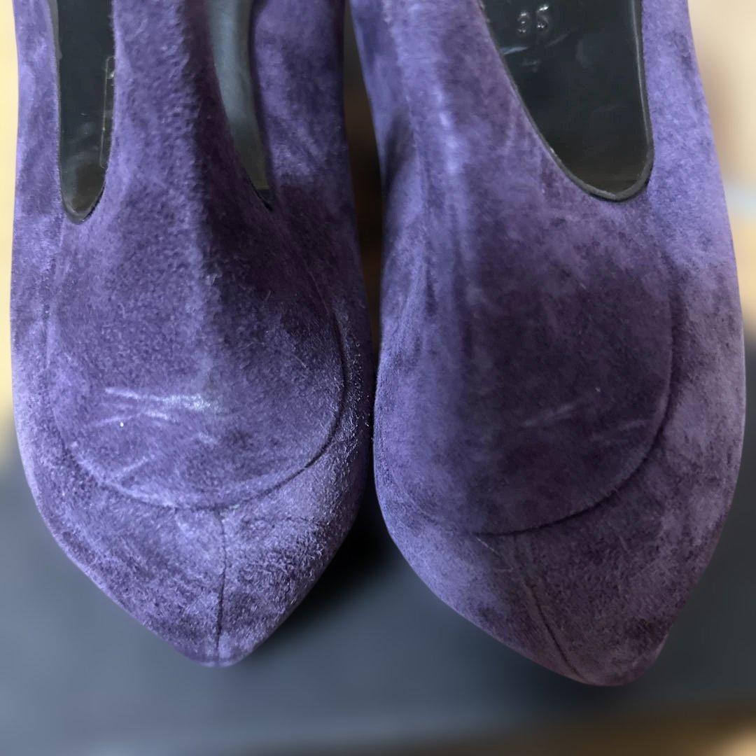 紫色 スエード ハイヒール 35