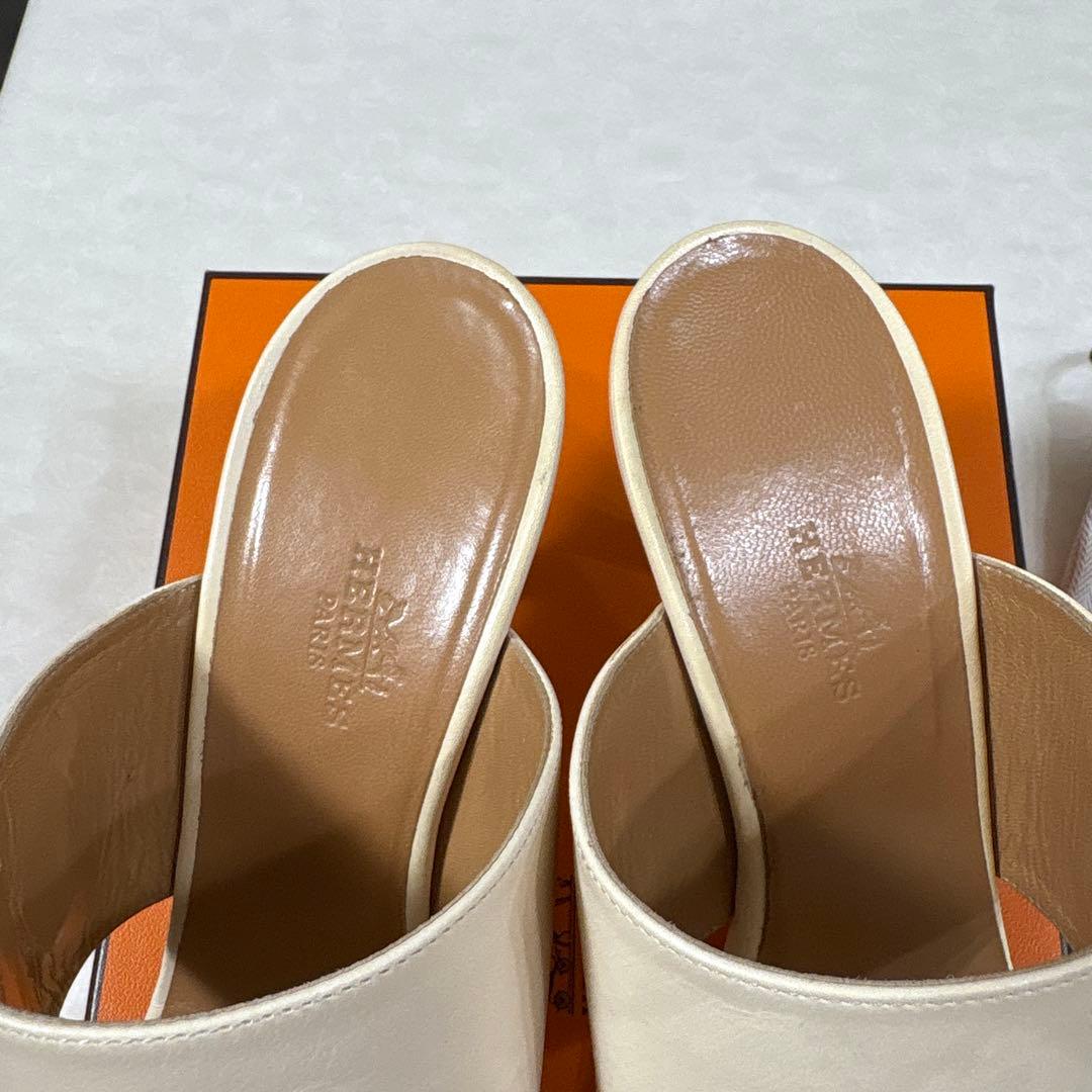 タンスノーイー( ᐪ꒳ᐪ ) HERMES アイボリー レザー ミュール