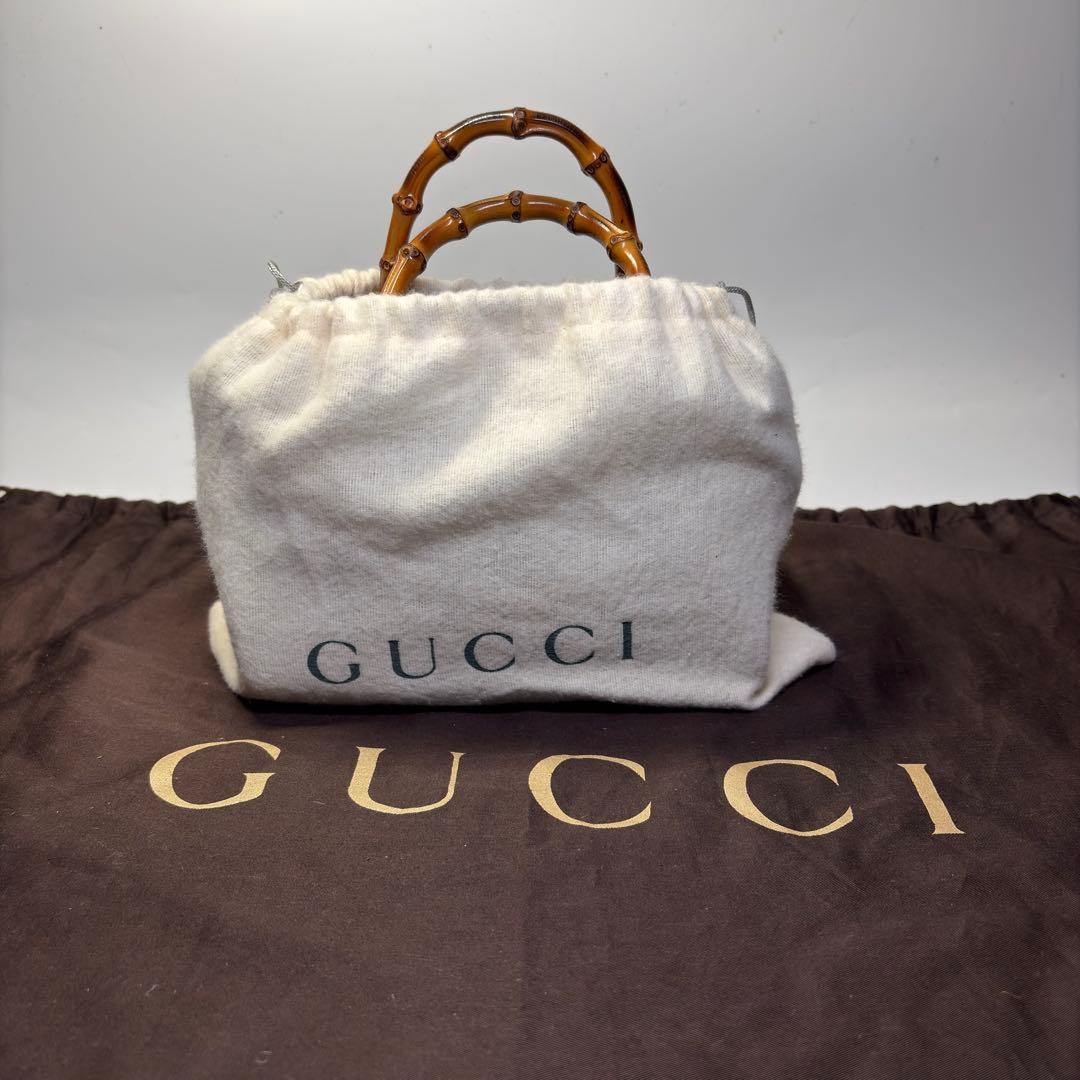 美品　グッチ バンブー 2WAY ミニ ボストンバッグ ヴィンテージ 黒　極小