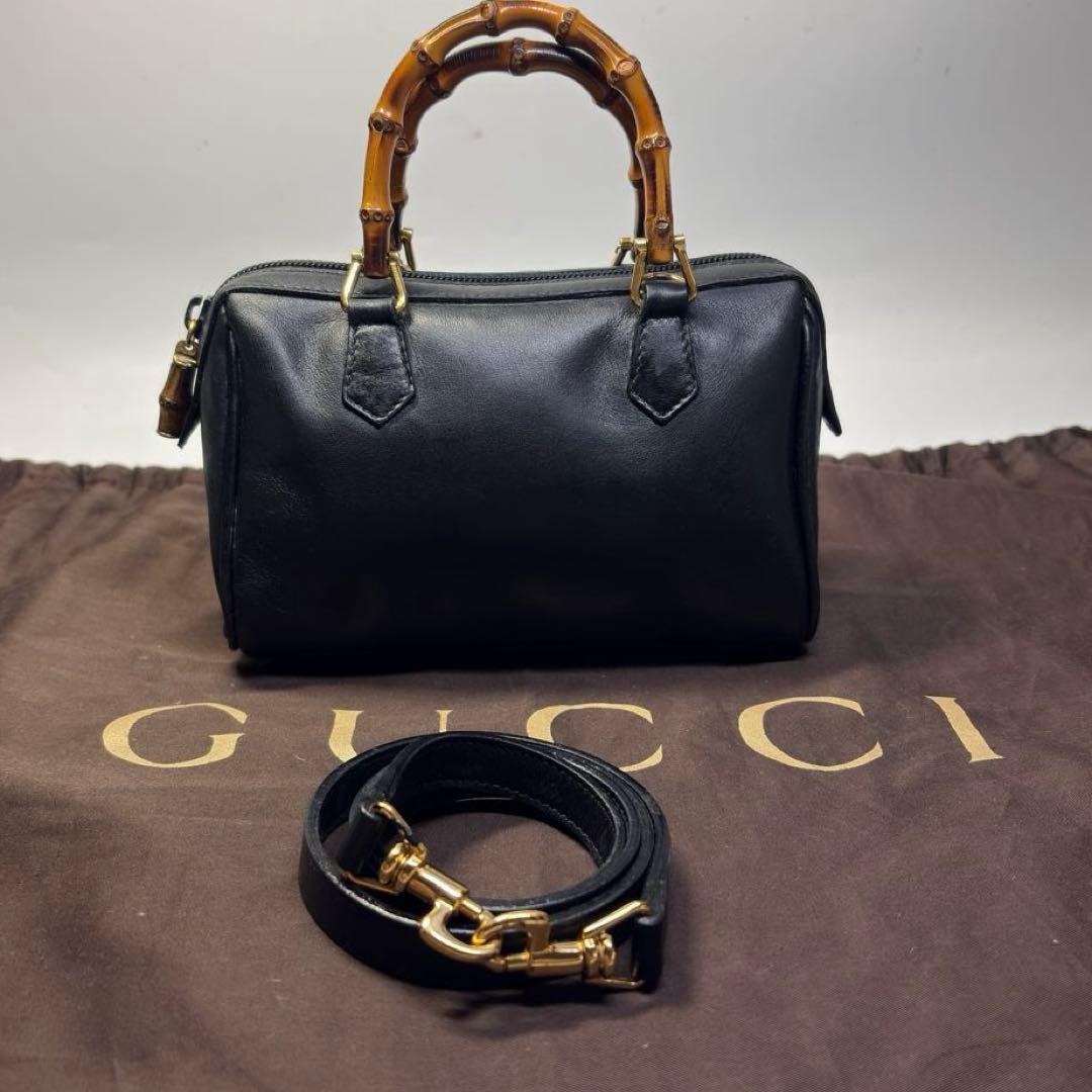 美品　グッチ バンブー 2WAY ミニ ボストンバッグ ヴィンテージ 黒　極小