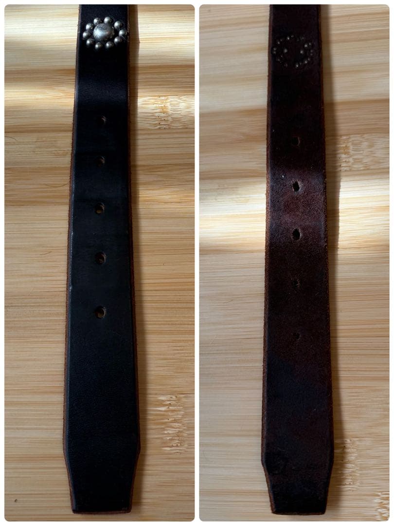 ⭐️美品⭐️OLD STUD⭐️フラワースタッズ⭐️ブラックホースレザー(茶芯)⭐️34