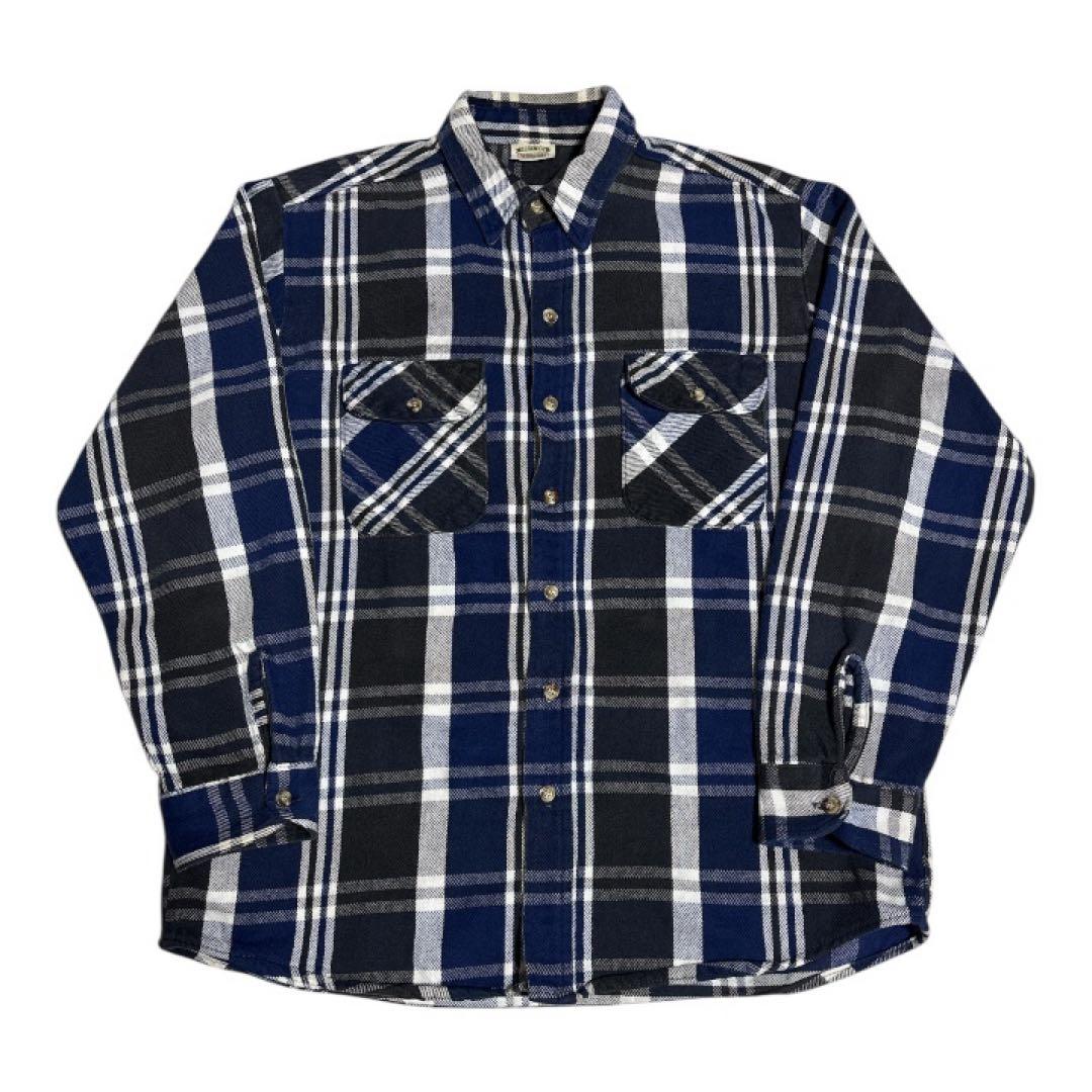 90s ファイブブラザー ヘビーネルシャツ USA製 sizeL 黒　白　紺