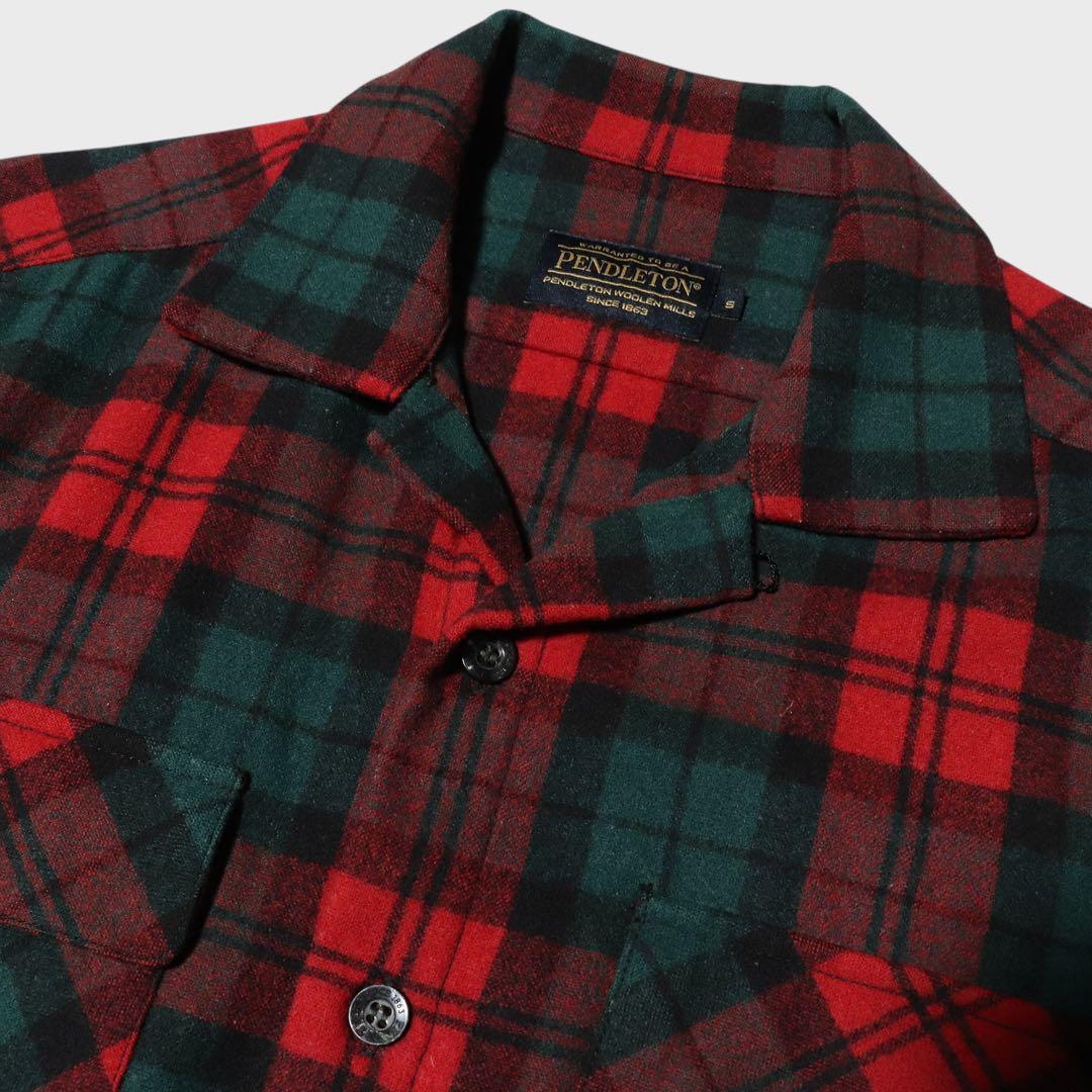 PENDLETON★ボードシャツ★60s 復刻★オープンカラー★ウール★赤 緑