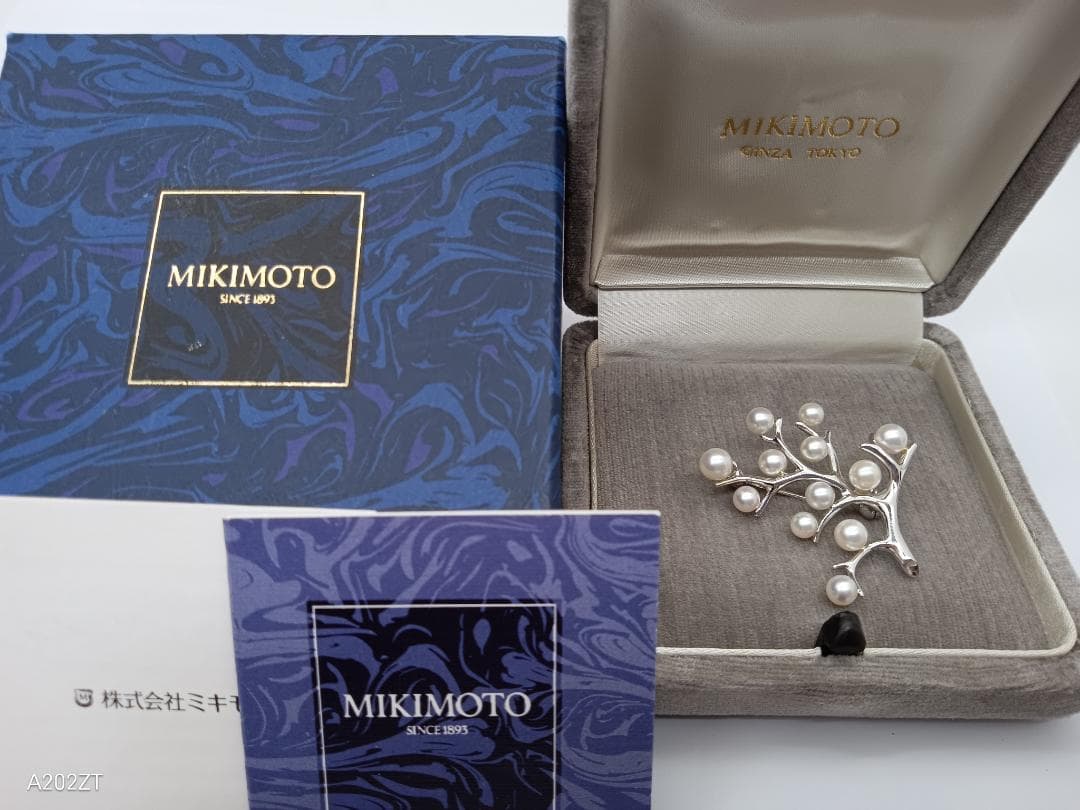 MIKIMOTO ミキモト ブローチ 幸福の木 真珠 アコヤパール　シルバー