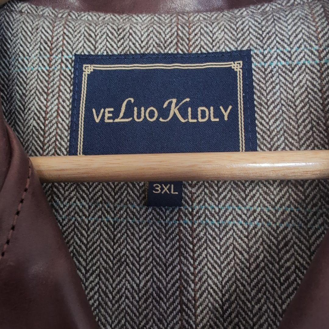 ホースハイドveLuoKIdLY バーガンディ レザーダブルライダース 3XL