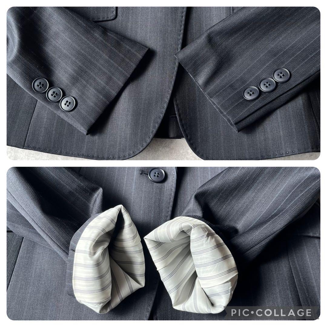 【美品】iCB complete ストライプ パンツスーツ セットアップ 紺 9